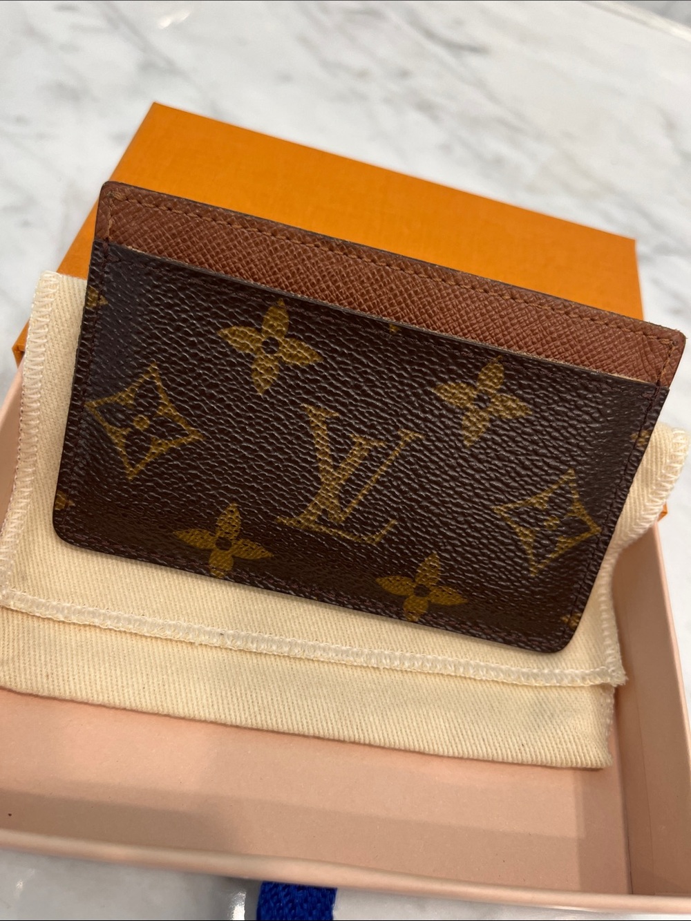 Louis Vuitton Monogram Card Case in Dark Brown & Tan - Picture 9 of 13